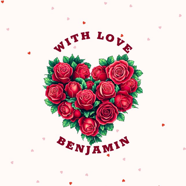 Red rose heart shape floral love valentine's day classic round sticker (Creator Uploaded)