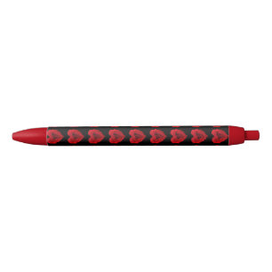 Red Rose Heart Shape - Trim Pen, Black Ink Pen
