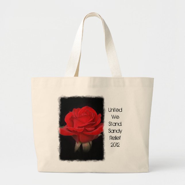 Red Rose Hurricane Sandy Relief Large Tote Bag (Front)
