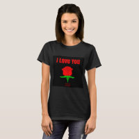 Red Rose I Love You Women's Black T Shirt