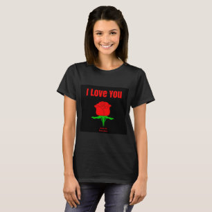 Red Rose I Love You Women's Black T Shirt