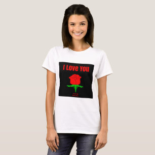 Red Rose I Love You Women's White Basic T-Shirt