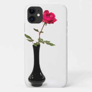 red rose in black vase Case-Mate iPhone case