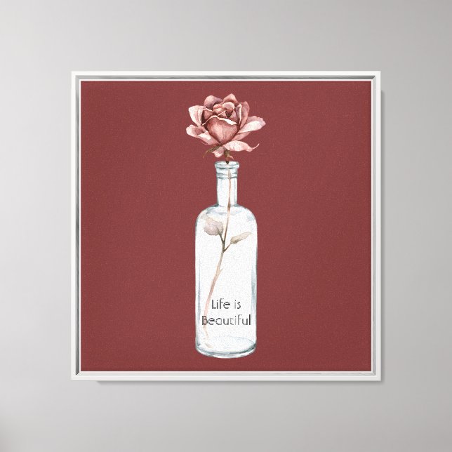 Red Rose in Bottle Canvas Print (Front)