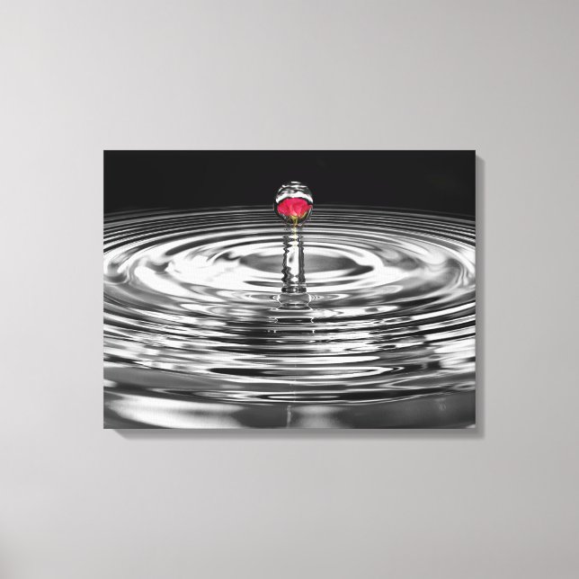 red rose in water droplet canvas print (Front)