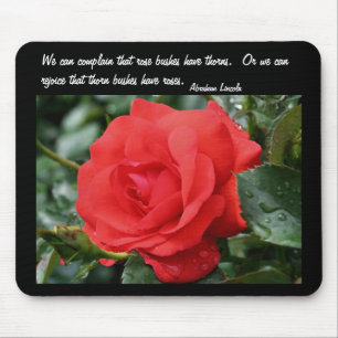 Red Rose Inspirational Attitude Quote  Mouse Pad