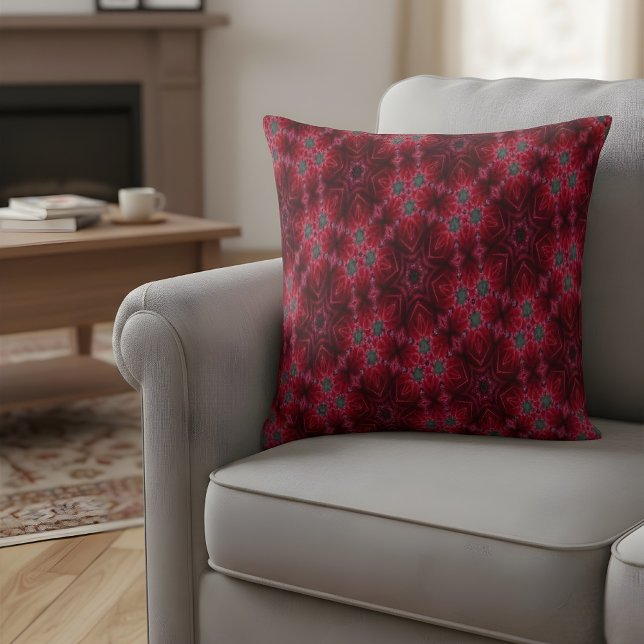 Red Rose Kaleidoscope Floral Pattern Cushion (Creator Uploaded)