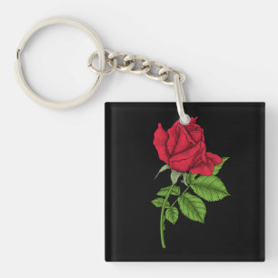 Red rose key ring