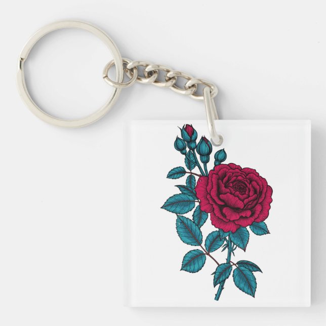 Red rose key ring (Front)