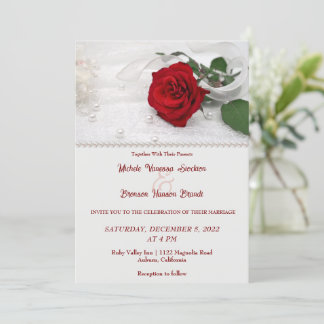 Red Rose & Lace Wedding Invitation