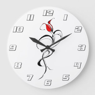 Red Rose Lady Tribal Tattoo Design 2 Large Clock