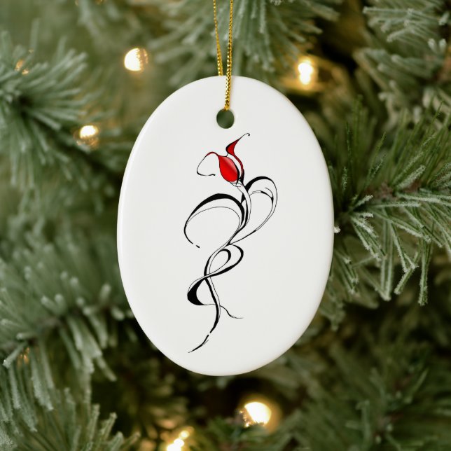 Red Rose Lady Tribal Tattoo Design Ceramic Tree Decoration (Tree)