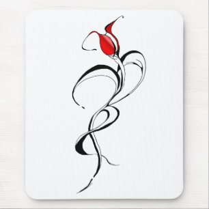 Red Rose Lady Tribal Tattoo Design Mouse Pad