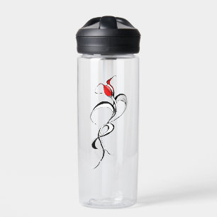Red Rose Lady Tribal Tattoo Design Water Bottle