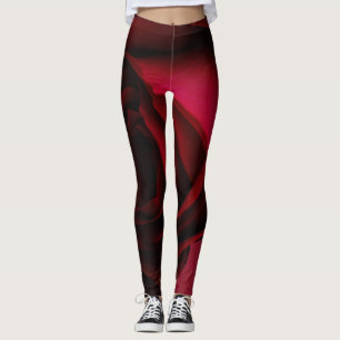 Red rose leggings, yoga pants, activewear leggings