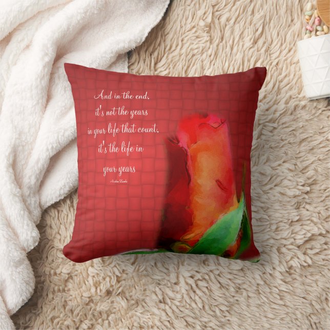 Red Rose Life Attitude Quote Inspirational  Cushion (Blanket)