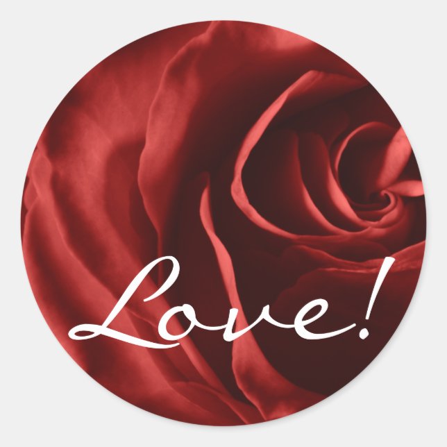 Red Rose, Love! Classic Round Sticker (Front)