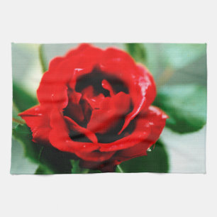 Red Rose Love  Tea Towel