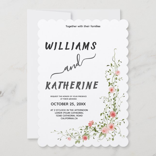 Red Rose Love Wedding Invitation (Front)