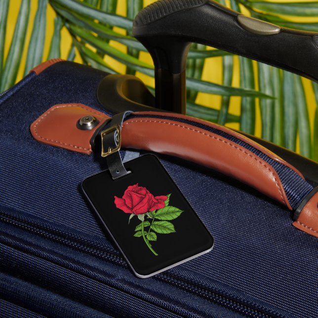 Red rose luggage tag (Front Insitu 1)