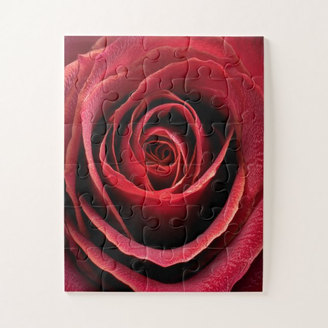 Red Rose Macro Close-Up Jigsaw Puzzle (Vertical)