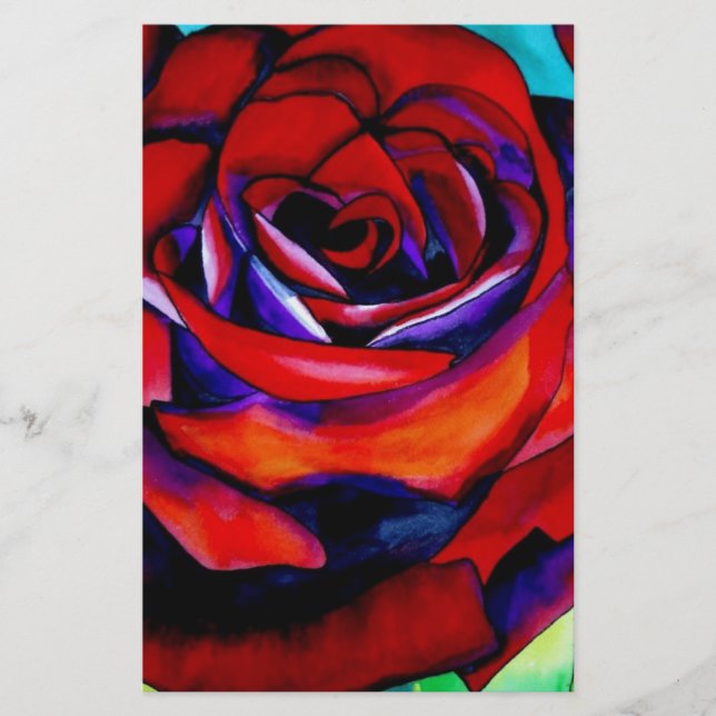 Red Rose macro flower original art (Front)