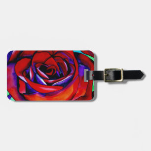 Red Rose macro flower original art Luggage Tag