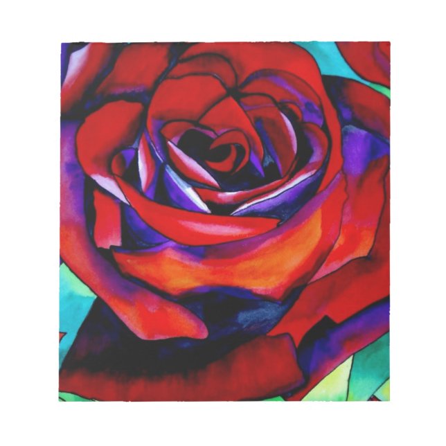 Red Rose macro flower original art Notepad (Front)