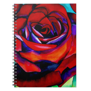 Red Rose macro flower original art Spiral Notebook