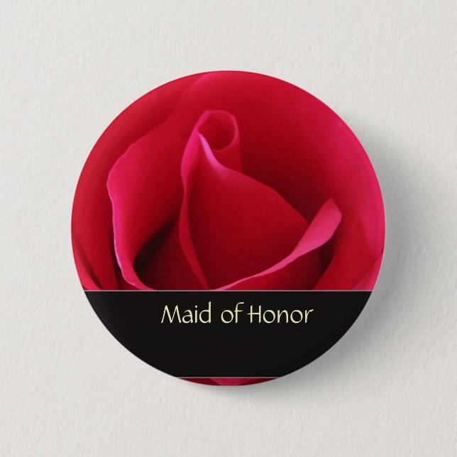 Red rose maid of honour wedding pin (Front)