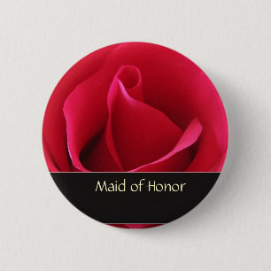 Red rose maid of honour wedding pin