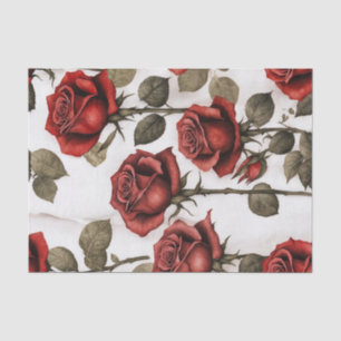 Red Rose Marble Floral Decoupage Paper