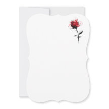 Red Rose Modern Graphic Long Stem Invitations