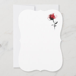 Red Rose Modern Graphic Long Stem Invitations