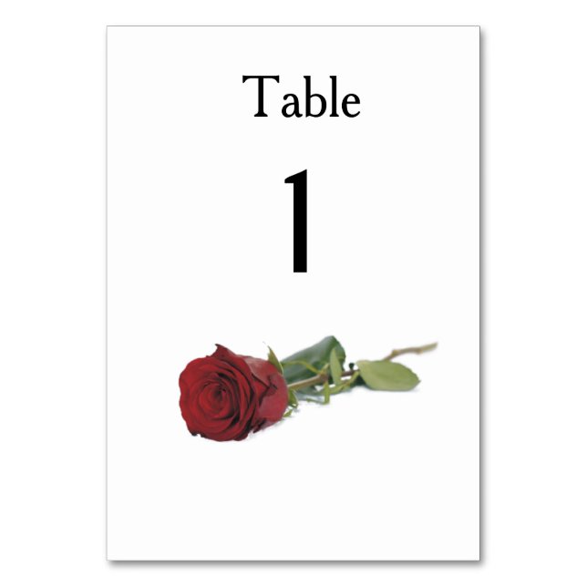 Red Rose Modern Simple Elegant Wedding Ideas Table Number (Front)