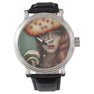 red rose mushroom lover artist designer watch