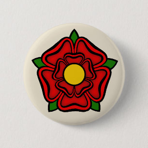 Red Rose of Lancaster, England Emblem of Royalty 6 Cm Round Badge