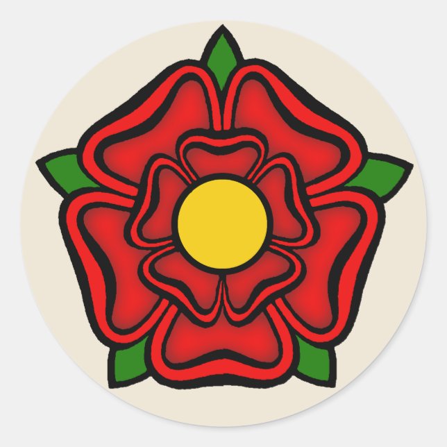 Red Rose of Lancaster, England Emblem of Royalty Classic Round Sticker (Front)