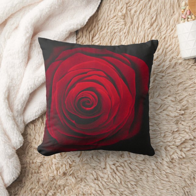 Red rose on black background vintage effect cushion (Blanket)
