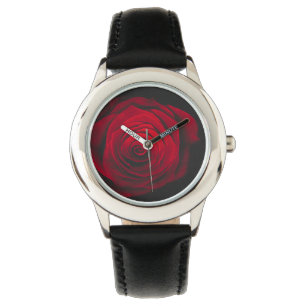 Red rose on black background vintage effect watch