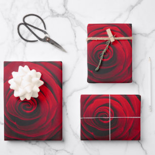 Red rose on black background vintage effect wrapping paper sheet