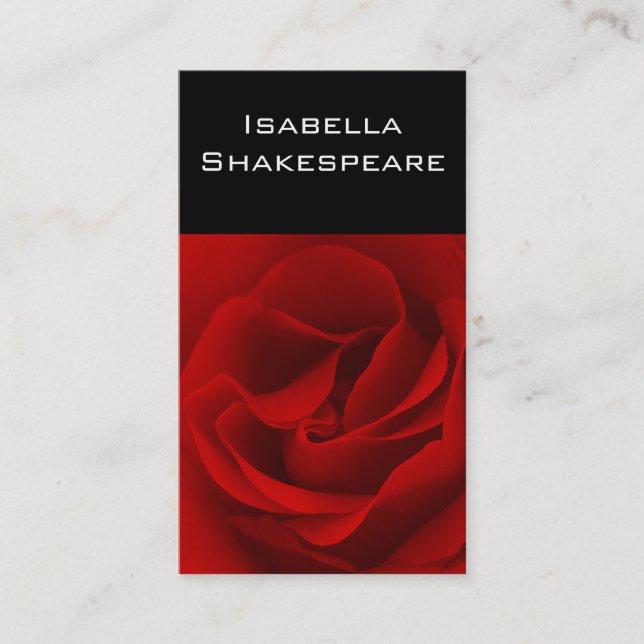 Red Rose on Black Business Card (Front)
