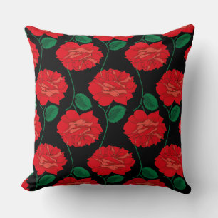 Red Rose on Black Cushion