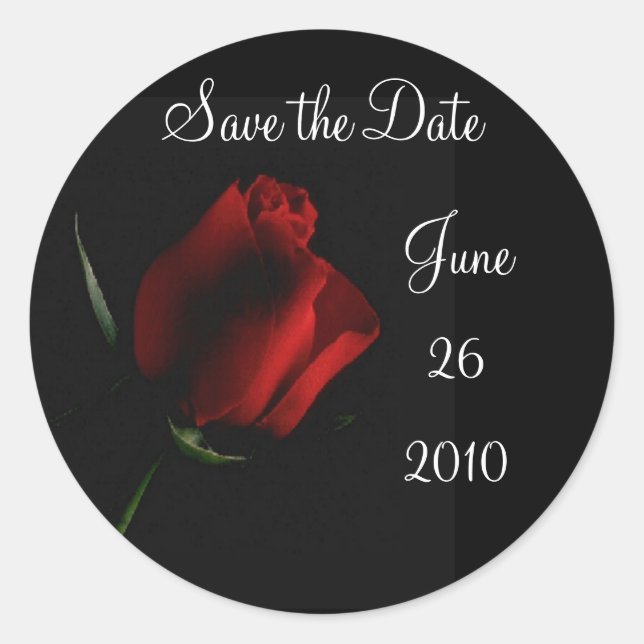 Red Rose on Black-customise it Classic Round Sticker (Front)