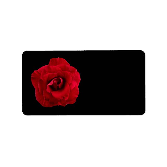 Red Rose on Black - Flowers Roses Customised Label (Front)