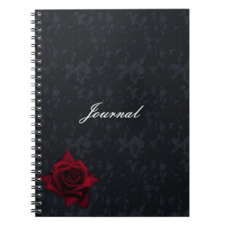 Red Rose on Black Goth Notebook