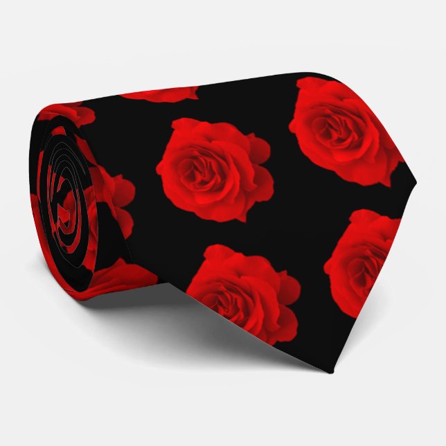 Red Rose on Black Tie (Rolled)