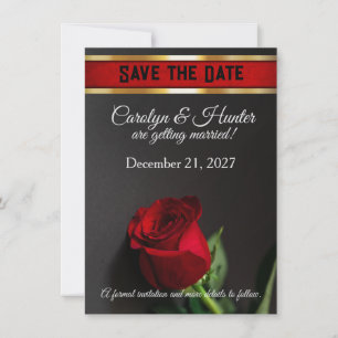 Red Rose on Black Wedding Save The Date