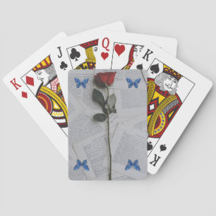 Red Rose on Book Playing Cards   Romantic Floral B