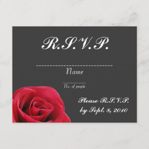 Red Rose on Grey RSVP card